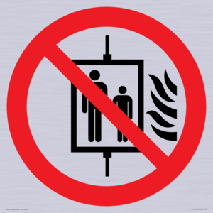 P020 Prohibition: Do not use lift in the event of fire